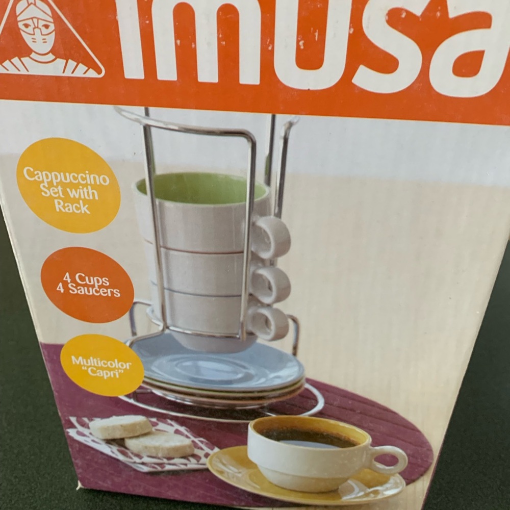 Multicolor Cappuccino Set with Rack